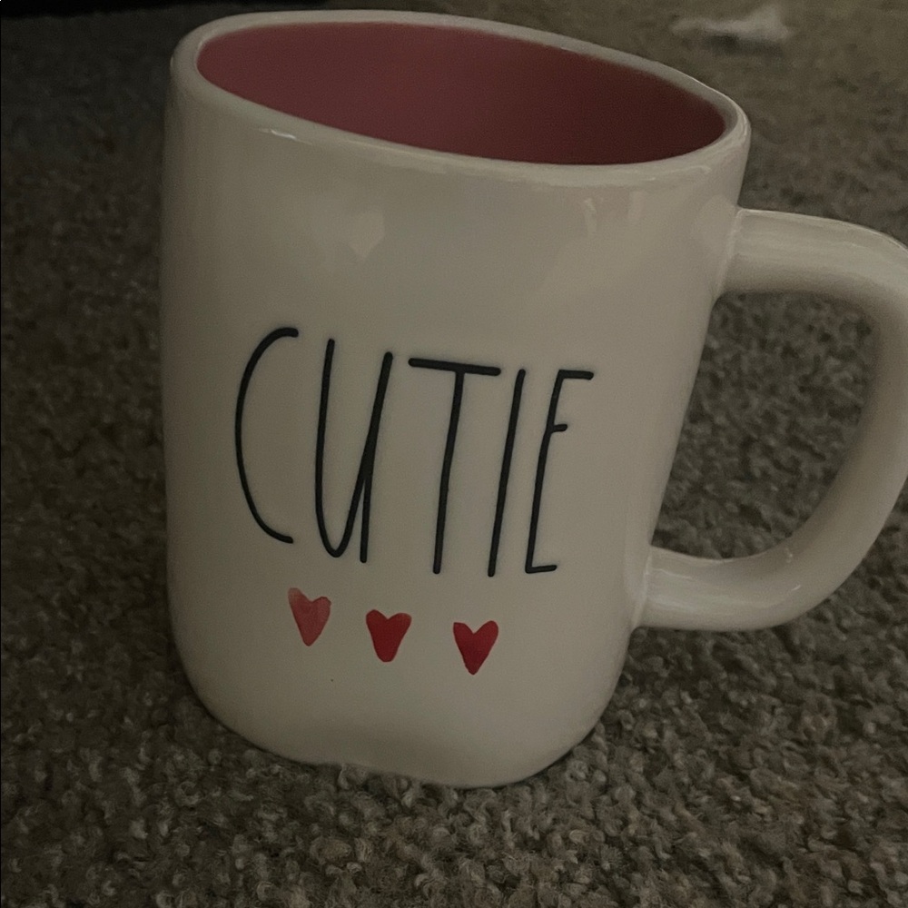 Rae Dunn White and Pink 'Cutie' Mug